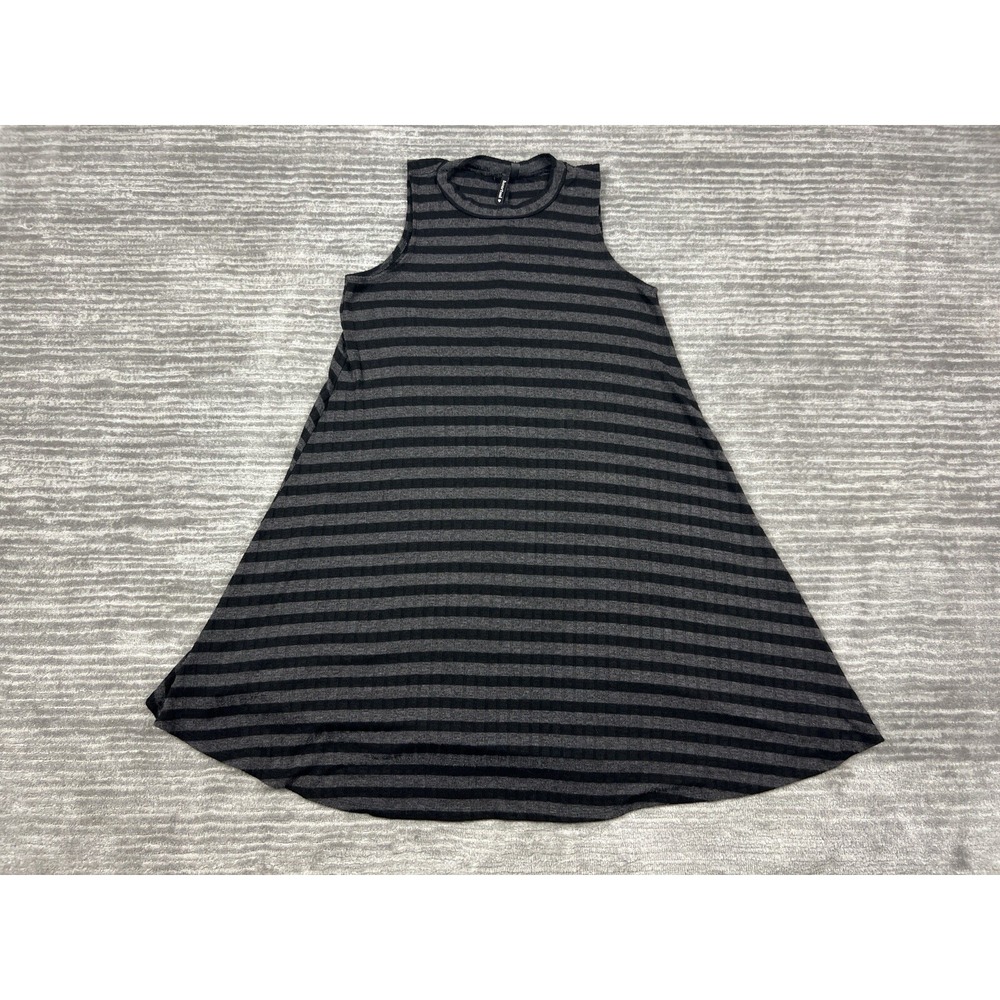 Heart Soul Dress Womens Medium Gray Black Striped Knee Length Sleeveless